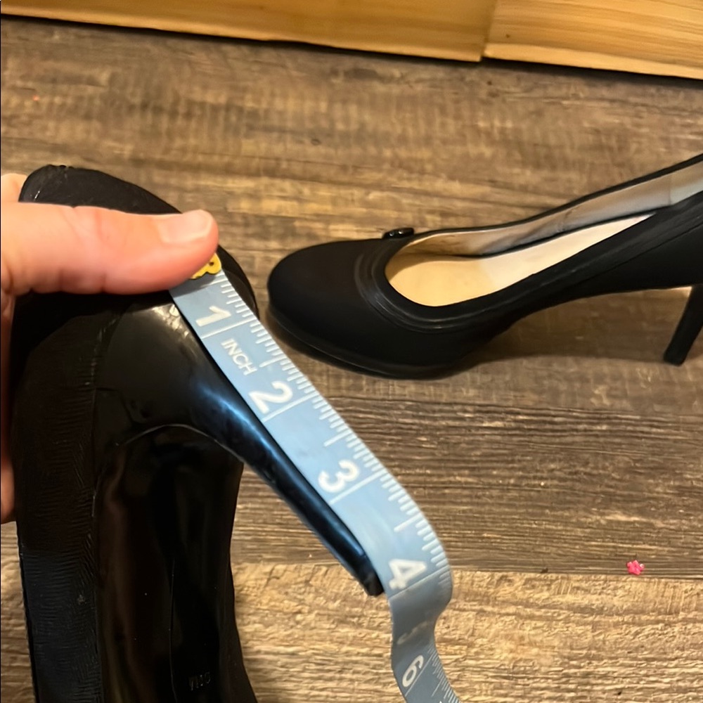 Nine West Black Platform Round-Toe Pumps with Button Detail - Picture 9 of 11